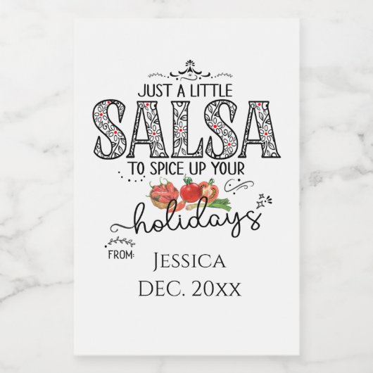 Salsa verwöhnt Ihren Urlaub mit Blumenrot Lebensmitteletikett (Einzelnes Label)