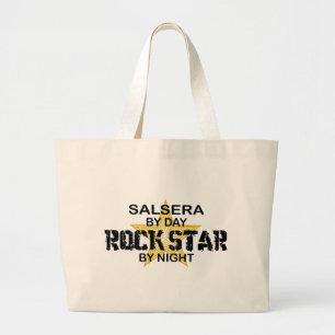 Salsera bis zum Tag, Rockstar bis zum Nacht Jumbo Stoffbeutel