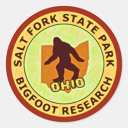 Salt Fork Staat Park Bigfoot Research Runder Aufkleber (Vorderseite)