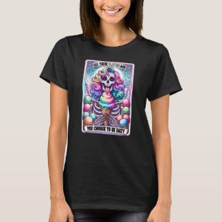 Salt Ice Creme Skelett Tarot Card Funny T-Shirt