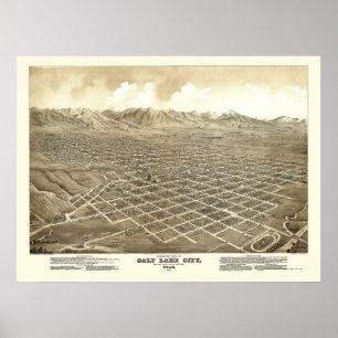 Salt Lake City, ABER Panoramakarte - 1875 Poster