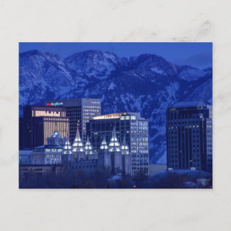 Salt Lake City Downtown Winter Skyline Postkarte