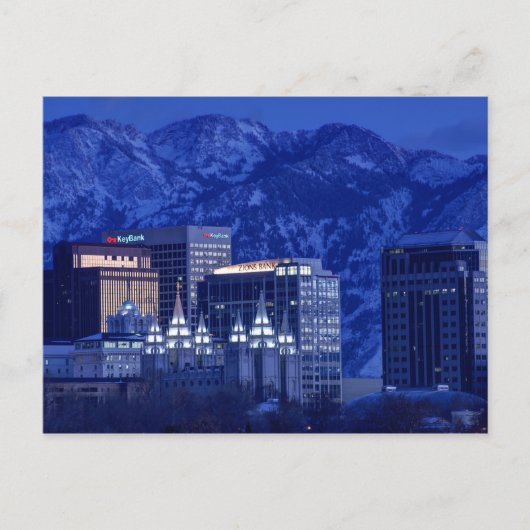 Salt Lake City Downtown Winter Skyline Postkarte (Vorderseite)