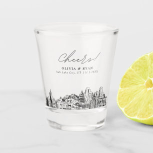 Salt Lake City Gastgeschenk Hochzeit Personalisier Schnapsglas