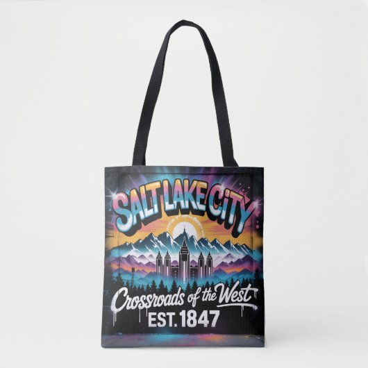 Salt Lake City Graffiti Skyline Mural Street Art Tasche (Vorderseite)