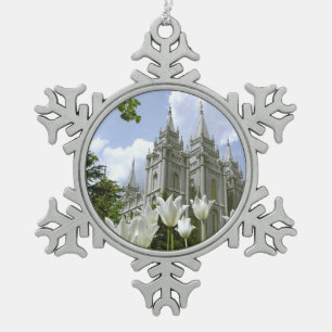 Salt Lake City, LDS Tempel Schneeflocken Zinn-Ornament