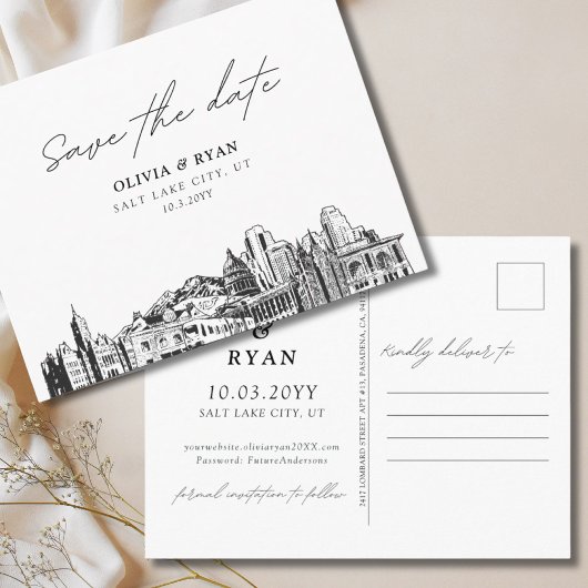 Salt Lake City Save the Date Postcard Hochzeit Postkarte