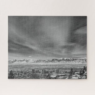 Salt Lake City - Schwarz und Weiß - 16x20 Zoll Puzzle