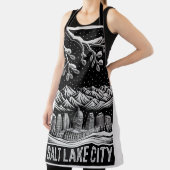 Salt Lake City Skyline Black and White Woodcut  Schürze (InSitu)