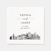 Salt Lake City Skyline Moderner Hochzeitscocktail Serviette (Vorderseite)