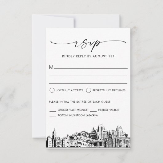 Salt Lake City Skyline Wedding RSVP Response Card (Vorderseite)