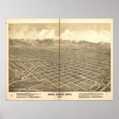 Salt Lake City Utah 1875 Antique Panoramabalkarte Poster (Vorne)