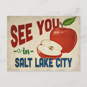 Salt Lake City Utah Apfel - Vintage Reise Postkarte