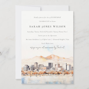 Salt Lake City Utah Aquarell-Landschaft Geburtstag Einladung