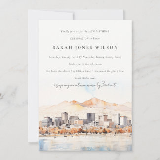 Salt Lake City Utah Aquarell-Landschaft Geburtstag Einladung