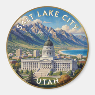 Salt Lake City Utah Berg Reise Kunst Magnet