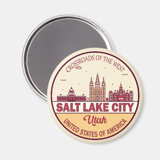 Salt Lake City Utah City Skyline Emblem Magnet (Vorderseite/Rückseite)