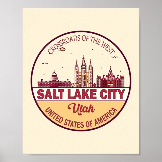 Salt Lake City Utah City Skyline Emblem Poster (Vorne)