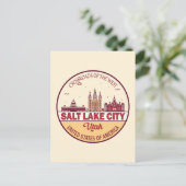 Salt Lake City Utah City Skyline Emblem Postkarte (Stehend Vorderseite)