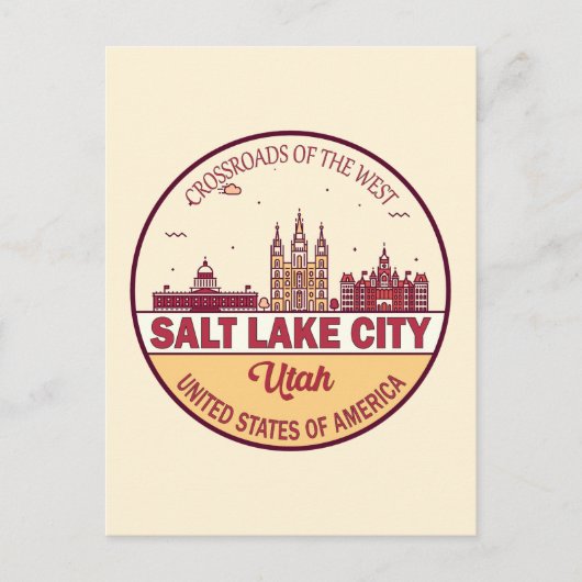 Salt Lake City Utah City Skyline Emblem Postkarte (Vorderseite)