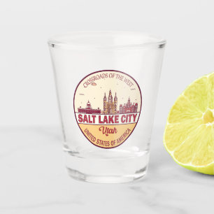 Salt Lake City Utah City Skyline Emblem Schnapsglas
