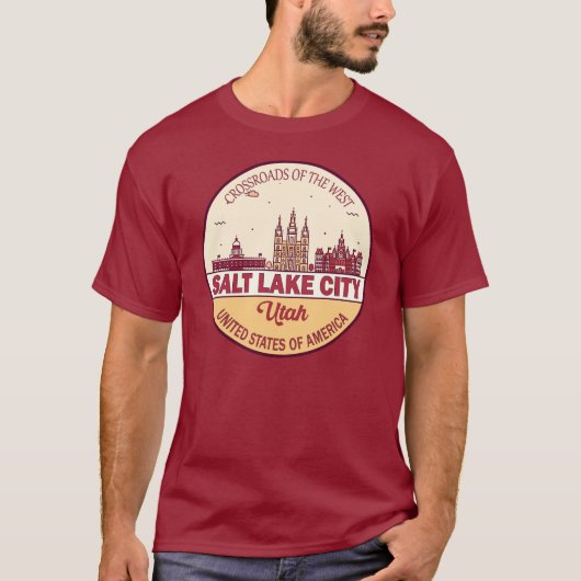 Salt Lake City Utah City Skyline Emblem T-Shirt (Vorderseite)