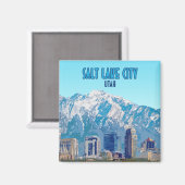 Salt Lake City Utah Downtown Vintag Magnet (Vorderseite/Rückseite)