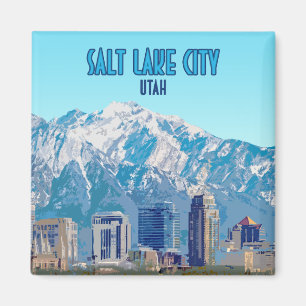 Salt Lake City Utah Downtown Vintag Magnet