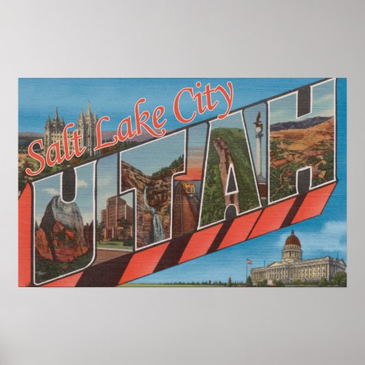 Salt Lake City, Utah - Große Briefmarkenszenen Poster (Vorne)