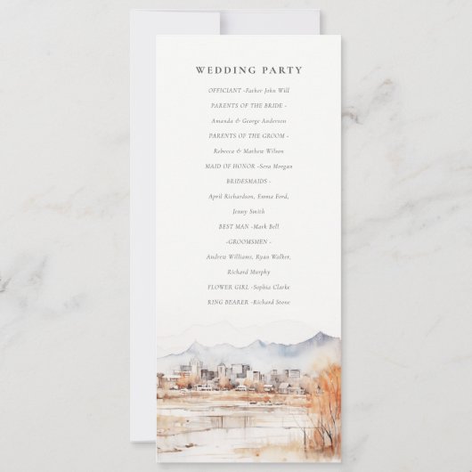 Salt Lake City Utah Hochzeitsprogramm für Wasserfa Einladung (Rückseite)