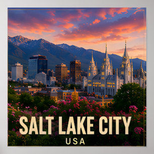 Salt Lake City Utah Landschaftstal Reise Poster