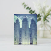 Salt Lake City, Utah Mormon Tempel Reflektion Postkarte (Stehend Vorderseite)