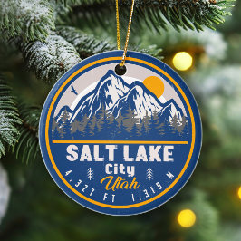 Salt Lake City Utah Retro Sunset Souvenirs 60er Keramik Ornament