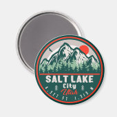 Salt Lake City Utah Retro Sunset Souvenirs 60er Magnet (Vorderseite/Rückseite)