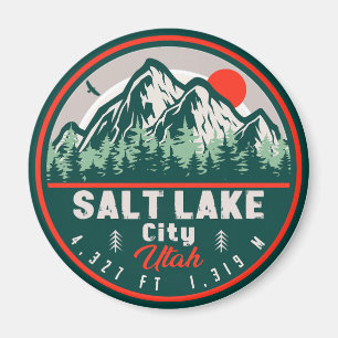 Salt Lake City Utah Retro Sunset Souvenirs 60er Magnet
