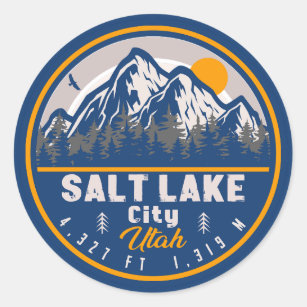 Salt Lake City Utah Retro Sunset Souvenirs 60er Runder Aufkleber