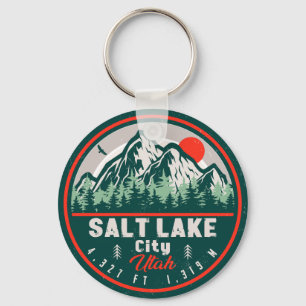 Salt Lake City Utah Retro Sunset Souvenirs 60er Schlüsselanhänger