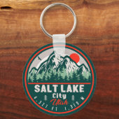 Salt Lake City Utah Retro Sunset Souvenirs 60er Schlüsselanhänger (Vorderseite)