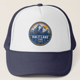 Salt Lake City Utah Retro Sunset Souvenirs 60er Truckerkappe