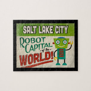 Salt Lake City Utah Roboter - Lustige Vintage Puzzle