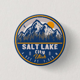 Salt Lake City Utah Ski Souvenir Retro Vintager 80 Button