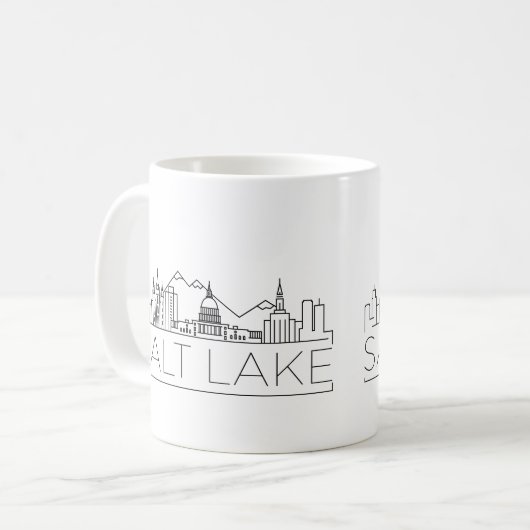 Salt Lake City, Utah Stylisierte Skyline Coffee Ta Kaffeetasse (Vorderseite Links)