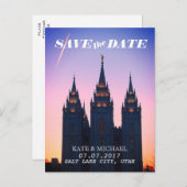 Salt Lake City, Utah Temple Wedding Save the Date Ankündigungspostkarte (Vorne/Hinten)