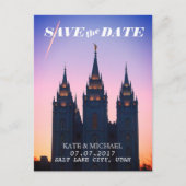 Salt Lake City, Utah Temple Wedding Save the Date Ankündigungspostkarte (Vorderseite)