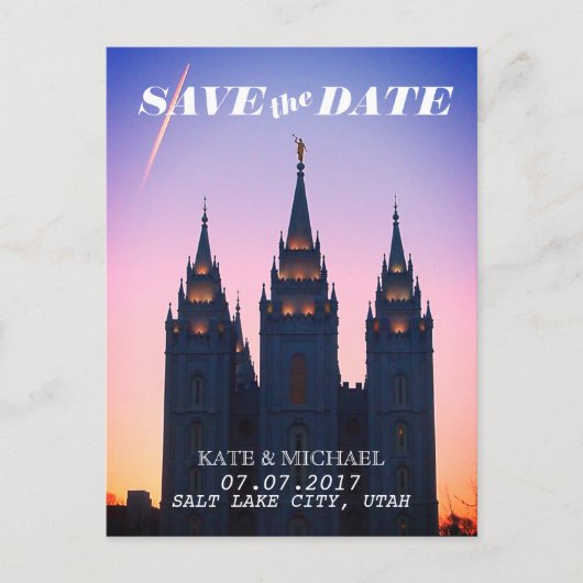 Salt Lake City, Utah Temple Wedding Save the Date Ankündigungspostkarte (Vorderseite)