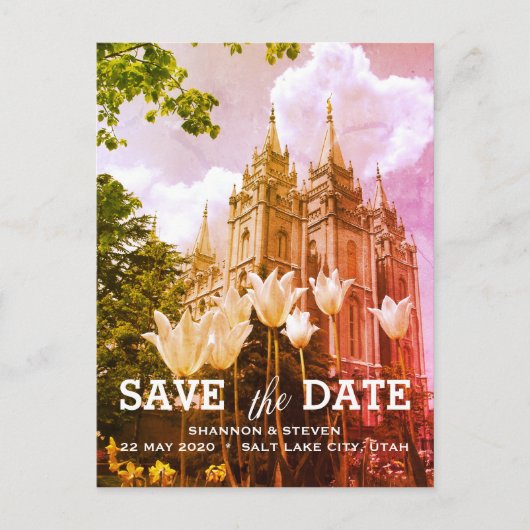 Salt Lake City, Utah Temple Wedding Save the Date Ankündigungspostkarte (Vorderseite)