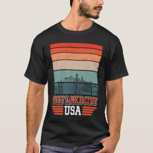Salt Lake City Utah USA Retro Vintag Sunset Skyli T-Shirt
