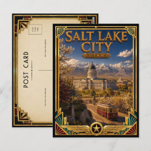 Salt Lake City Utah Vintage Art Deco Golden Age Postkarte