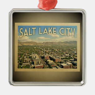 Salt Lake City Utah Vintage Reise-Verzierung Silbernes Ornament
