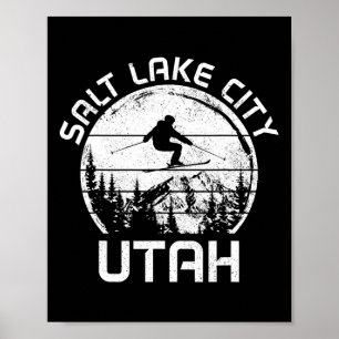 Salt Lake City Utah Vintager Wintersportschnee Poster